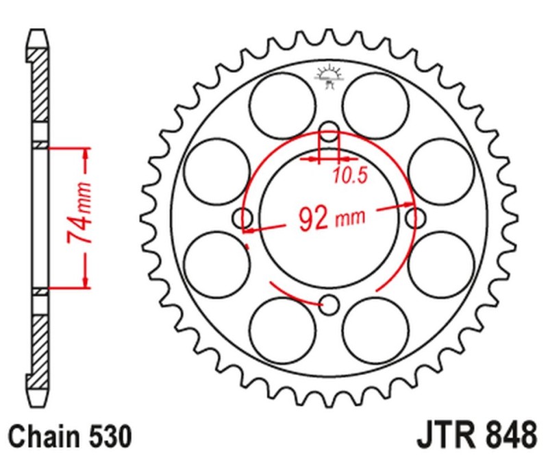 JT ZĘBATKA TYLNA 848 37 YAMAHA RD 350 '74-76 (84837JT) (ŁAŃC. 530)NA ZAMÓWIENIE (1)