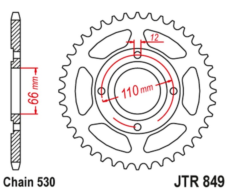 JT ZĘBATKA TYLNA 849 38 YAMAHA RD 250 '77-78, RD 400 '76-78 (84938JT) (ŁAŃC. 530) NA ZAMÓWIENIE (1)