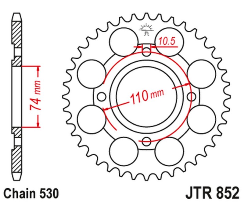 JT ZĘBATKA TYLNA 861 41 YAMAHA RD 250LC '80-85, RZ 250 (86141JT) (ŁAŃC. 530) (1)
