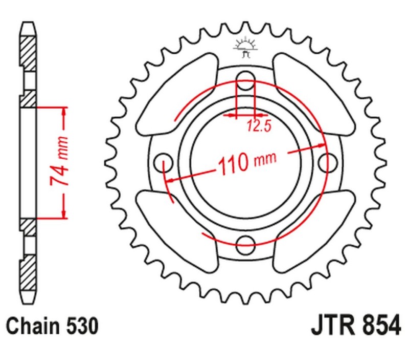 JT ZĘBATKA TYLNA 854 41 YAMAHA XS 250 '80-82, XS 500 '78-80 (85441JT) (ŁAŃC. 530) (1)