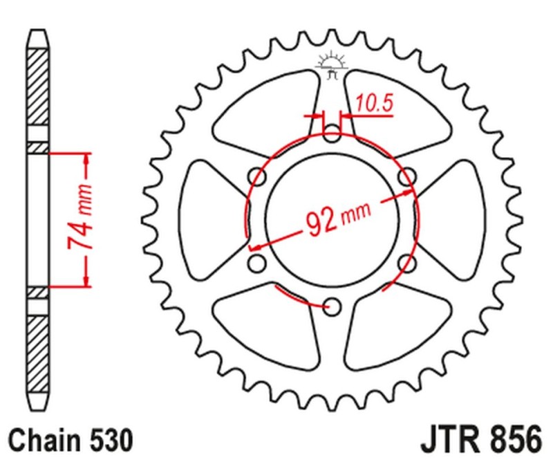 JT ZĘBATKA TYLNA 852 46 YAMAHA XJ 400 / XJ 550 SECA '81-85 (85246JT) (ŁAŃC. 530) NA ZAMÓWIENIE (1)