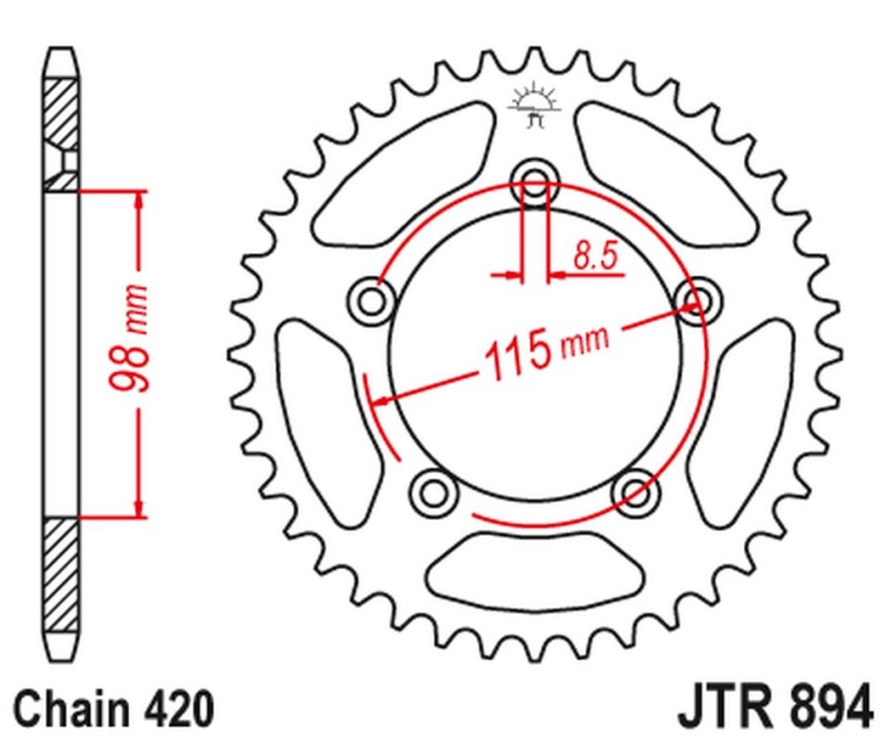 JT ZĘBATKA TYLNA 4552 48 KTM SX 60/65 '98-'21 (455248JT) (ŁAŃC. 420) KOLOR CZARNY (1)