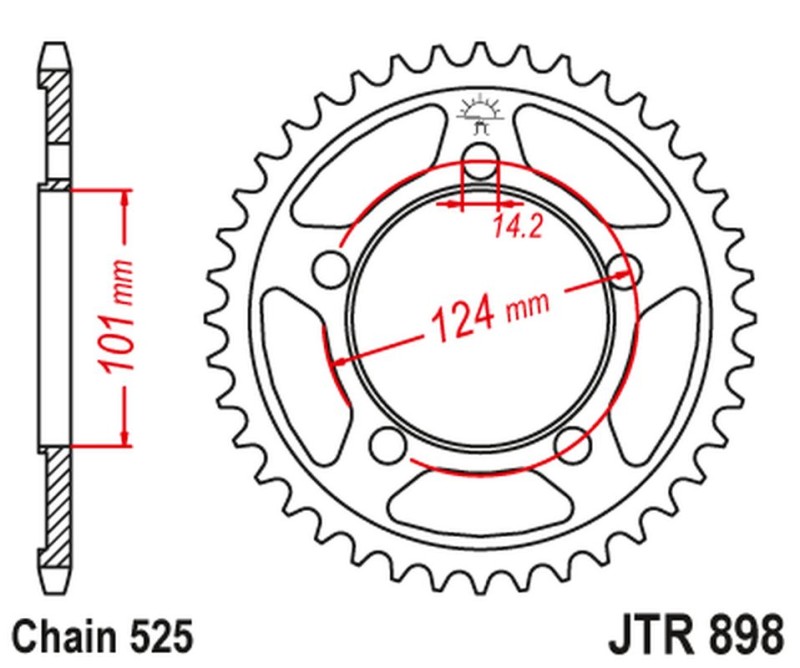 JT ZĘBATKA TYLNA 4508 38 KTM 990 SUPERDUKE/R '05-12 1190 RC8/R '10-15 (450838JT) (STD.38) (ŁAŃC. 525) KOLOR CZARNY (1)