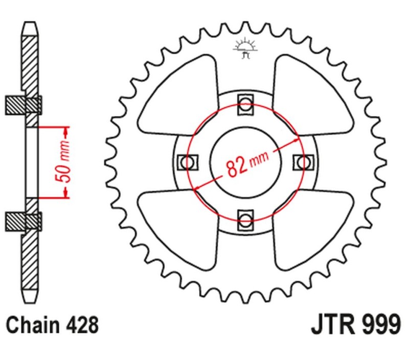 JT ZĘBATKA TYLNA 4351 42 HONDA XR 100 '81-84 (435142JT) (STD.-8) (ŁAŃC.428) NA ZAMÓWIENIE (1)