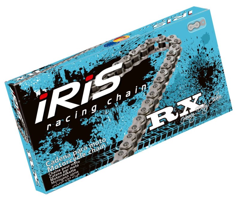 IRIS ŁAŃCUCH NAPĘDOWY 415 RX-136 (136-OGNIW) BEZ O-RINGÓW (OTWARTY + ZAPINKA) KOLOR SREBRNY (DO 85CCM)