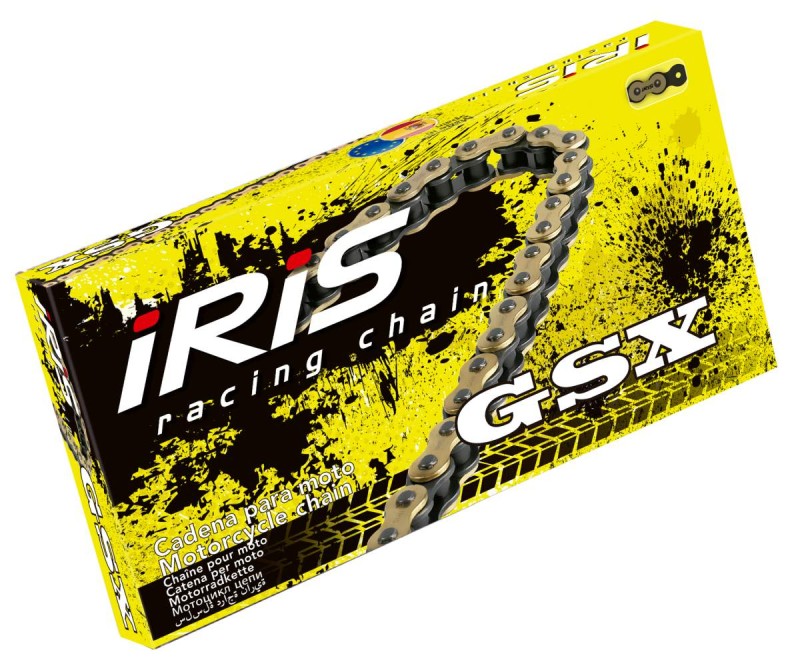 IRIS ŁAŃCUCH NAPĘDOWY 420 GSX-130 (130-OGNIW) BEZ O-RINGÓW (OTWARTY + ZAPINKA) KOLOR ZŁOTY (17,5KN)