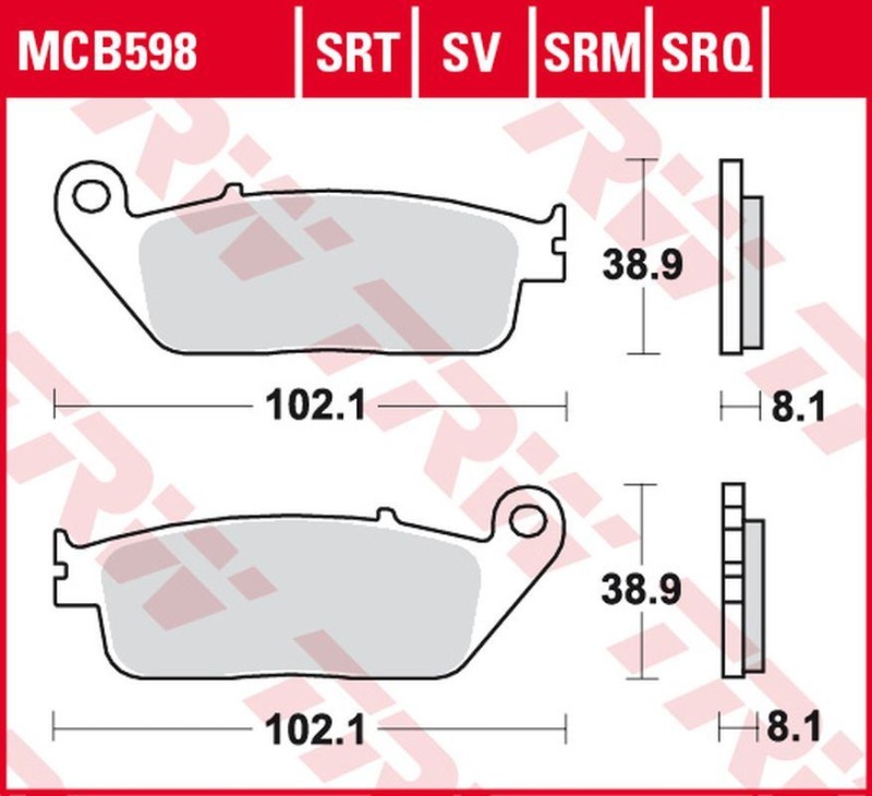 TRW ZF KLOCKI HAMULCOWE KH196 SINTER ROAD/TRACK HONDA CBR 250R '88-'94/'11-'14, CB 600 HORNET '98-'15, CBF 600 '04-'10, VTX 1300 '03-'08, GL 1500 F6C '97-'03, KAWASAKI KLE 650 VERSYS ''15-, Z 750 '07-, TRIUMPH TIGER 800 '11-'17 PRZÓD (1)