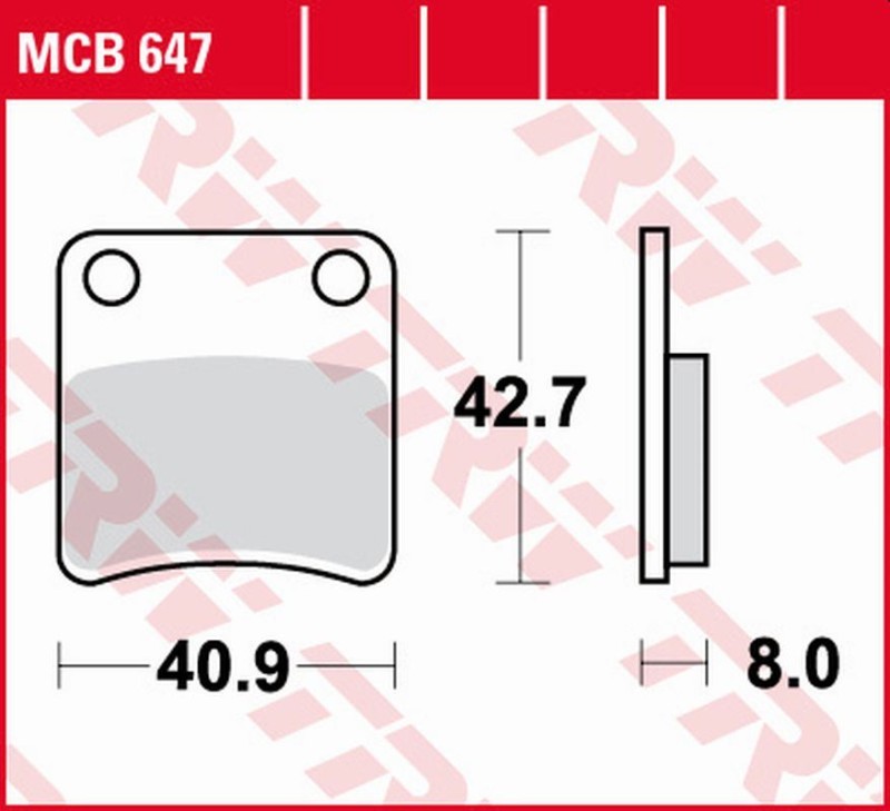 TRW ZF KLOCKI HAMULCOWE KH257 ORGANIC CAGIVA CITY 50 '92-'97, DAELIM SJ 50 FIVE '01-'12, SYM ORBIT 50/125 '07-'09 PRZÓD, DAELIM SN 125 B-BONE '12-'16 TYŁ (1)