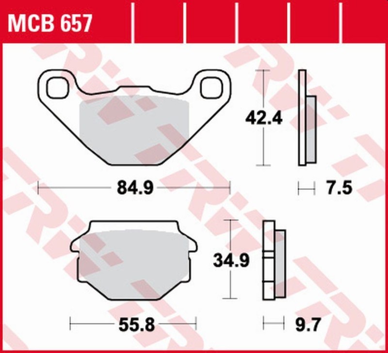 TRW ZF KLOCKI HAMULCOWE KH173 ORGANIC APRILIA SX 125 '08-'14, GILERA EGALET 50 '95-'99, MUZ BAGHIRA/MASTIFF 660 '97-'07, SUPERMOTO 660 '06-'08, SACHS 50/125 '95'-'02, ROADSTER 650 '00-'02 TYŁ (1)