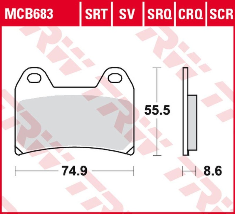 TRW ZF KLOCKI HAMULCOWE KH244 SINTER TRACK APRILIA RS 250 '97-, RSV 1000 MILE/R '98-'00, DUCATI 748/800/900/916/996 '97-'03, KTM SMC 625/660/LC4 640 SUPERMOTO '04-'06, SM 690 '07-'10, MOTO GUZZI V11 '01-'06, SPORT 1200 '06-'14, PRZÓD (1)