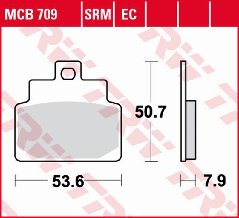 TRW ZF KLOCKI HAMULCOWE KH301 ORGANIC SCARABEO 4T 100 '01-'09, COMPANY 125 '09-'13, LEONARDO 125 '99-'05, MOJITO 125 '02-'12, SR 150 '00-'02 PRZÓD (1)