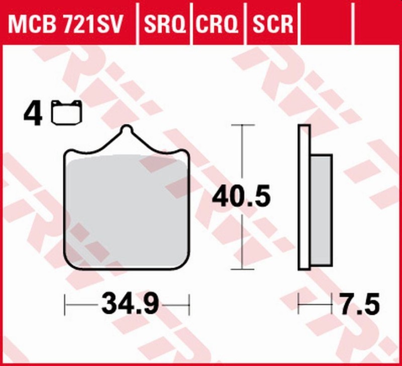 TRW ZF KLOCKI HAMULCOWE KH604/4 CARBON RACING APRILIA RSV 1000 MILE/R '01-'03, RSV 1000R '04-'10, DUCATI 748/749/996/998/999 '01-'07, KTM 690 SM/SMC '08-'16, LC8 950/990 SUPERMOTO/SUPERDUKE '05-'13, TRIUMPH SPEED TRIPLE 1050 '08-'15 PRZÓD (1)