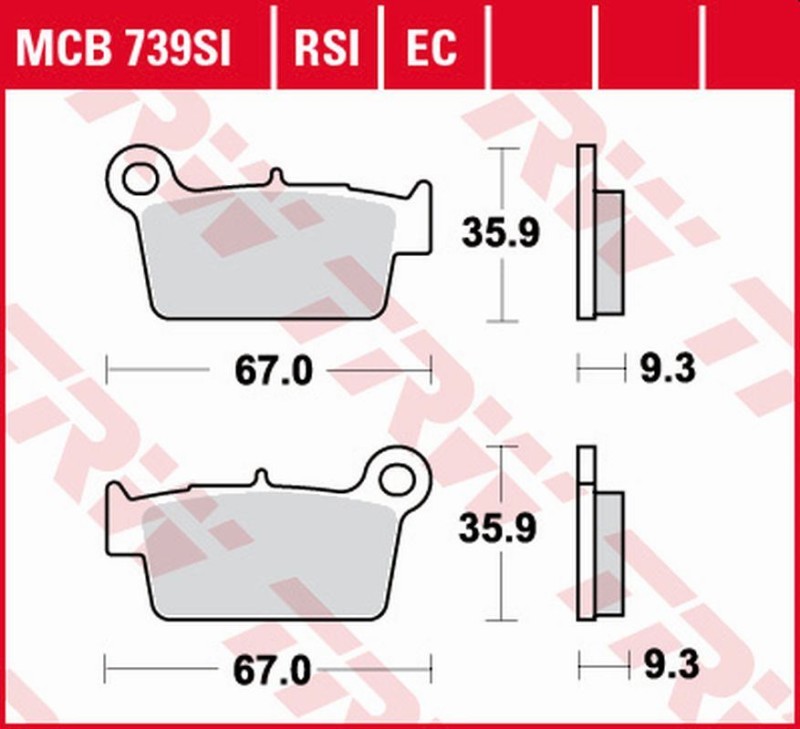 TRW ZF KLOCKI HAMULCOWE KH367 ORGANIC APRILIA RXV/SXV 450/550 '06-'15, BETA RR 125/200/250/300/350/390/400 '09-, KAWASAKI KX-F 250/450 '04-, KLX 450R '07-, SUZUKI RM-Z 250/450 '04-, YAMAHA YZ 125/250 '03-'06, WR-F/YZ-F 250/450 '03-'15 TYŁ (1)