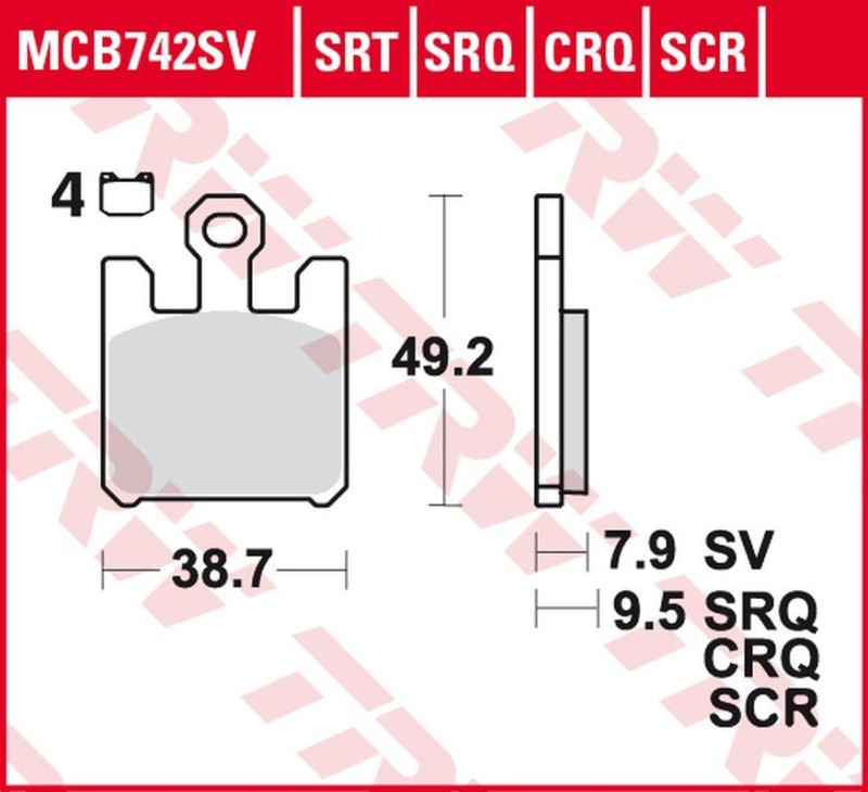TRW ZF KLOCKI HAMULCOWE KH369/4 SINTER ROAD/TRACK KAWASAKI ZX-6RR 600, ZX-6R 636 '03-'06, ZX-10R '04-'07, ZX-12R '04-'06, SUZUKI GSX-R 1000 '03, DERBI MULHACEN 659 '05, PRZÓD (1)