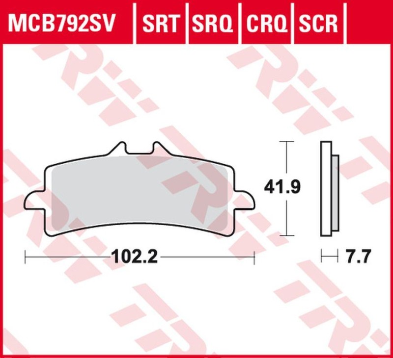 TRW ZF KLOCKI HAMULCOWE KH447 SINTER TRACK DUCATI V4 1000 PANIGALE '19-, MONSTER 1200 '16-, MULTISTRADA 1260 '18-, KTM DUKE 690 '13-'20, SUZUKI GSX-R 600/750 '11-'16, TRIUMPH DAYTONA 675 '11-'16, HUSQVARNA NUDA 900 '12-'14 PRZÓD (1)