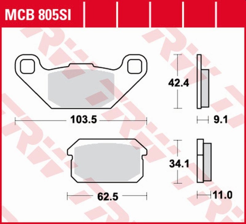 TRW ZF KLOCKI HAMULCOWE KH431 SINTER OFFROAD ADLY ATV 150 '06-'10, ATV 300 '04-'10, CPI XS 250 POWER QUAD '07-'10, QUADZILLA BR/XRV '05-'08, RL 300 BUGGIE '07-'08, HURICANE 280/300/320 '07-, HURICANE 500 '08-, TYŁ (1)
