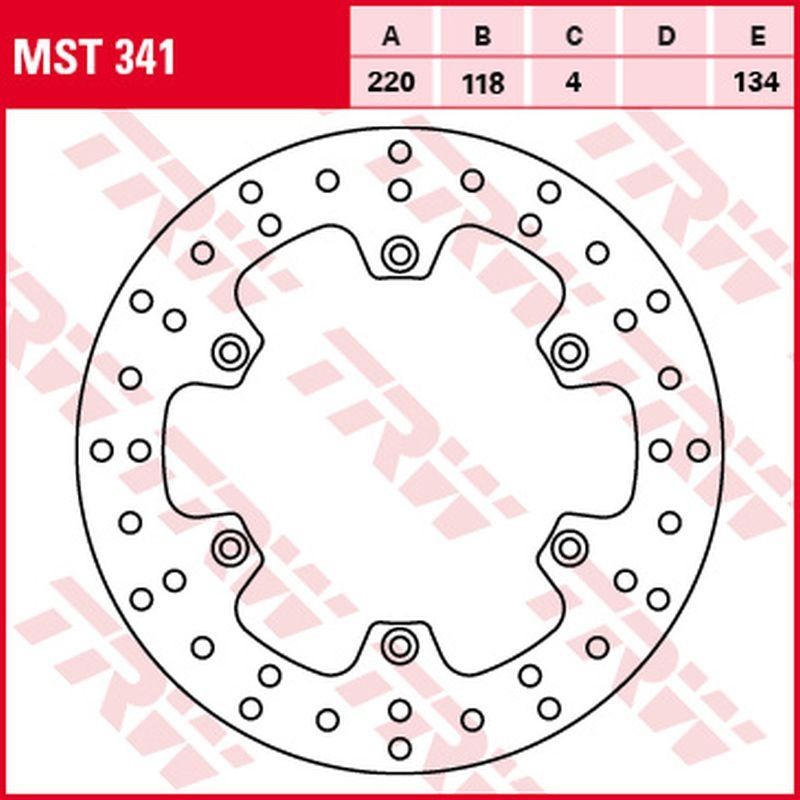 TRW ZF TARCZA HAMULCOWA TYŁ KAWASAKI KLX 400R '03-'06, SUZUKI DR 125SM '08-'12, RM 125 '89-'98, RM 250 '89-'00, DR 250S '95-'00, DR-Z 250 '01-'07, RM-X 250 '89-'95, DR-Z 400/E/S '00-'05 (220X118X4MM) (1)