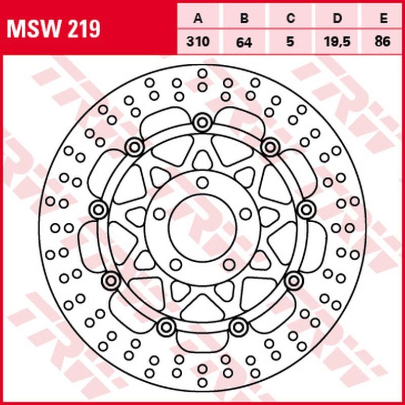 TRW ZF TARCZA HAMULCOWA PRZÓD SUZUKI GSF 250 BANDIT '92-'00, GSF 400 BANDIT '91-'95, GS 500 '89-'08, RF 900R '94-'97, GSF 1200 BANDIT '96-'05, GSX 1200 '99-'01 (310X64X5MM) (1)