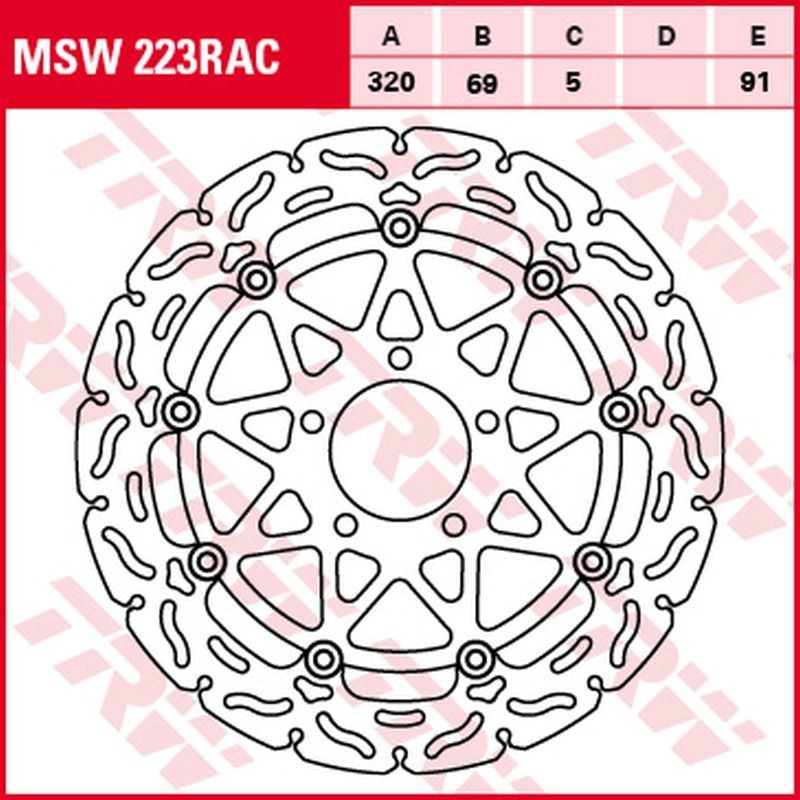 TRW ZF TARCZA HAMULCOWA PRZÓD SUZUKI GSX-R 600 '97-'03, GSX-R 750 '96-'03, GSX-R 1000 '01-'02, TL 1000R '98-'99, TL 1000S '97-'01, GSX 1300R HAYABUSA '99-'07, GSX 1400 '01-'07 (320X69X5MM) WAVE (1)