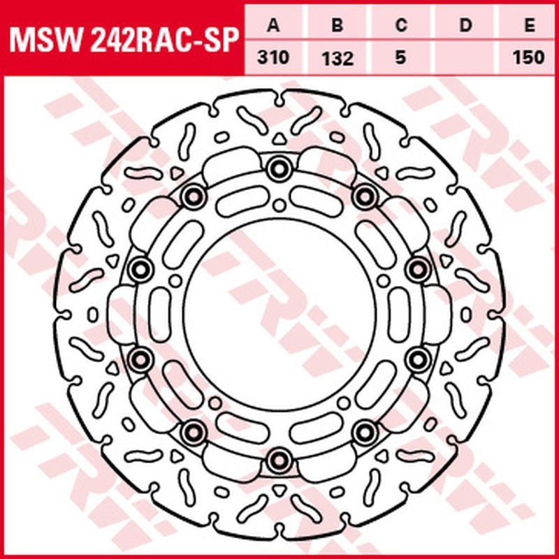 TRW ZF TARCZA HAMULCOWA PRZÓD YAMAHA YZF R6 '04-'16, FZ-8N/S FAZER '10-'16, YZF R1 '06-'11, XT 1200Z TENERE '10-, (310X132X5MM) WAVE (1)