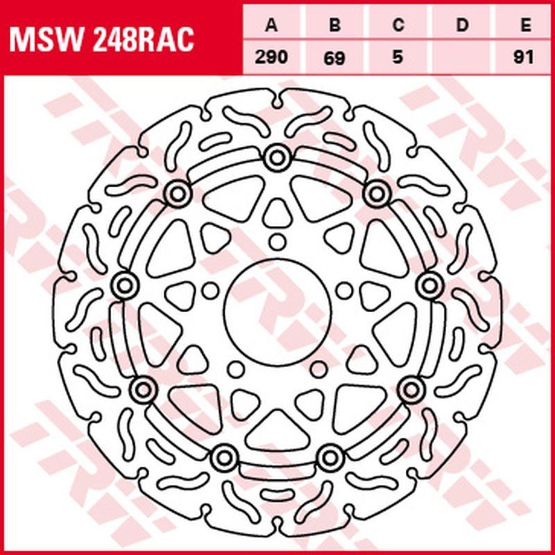 TRW ZF TARCZA HAMULCOWA PRZÓD SUZUKI GSF 650 '05-'06, SV 650 '03-'10, GSX 750F '03-'06, VZ 1500 INTRUDER '09-'13, VLR 1800 INTRUDER '08-'13 (290X69X5MM) WAVE (1)