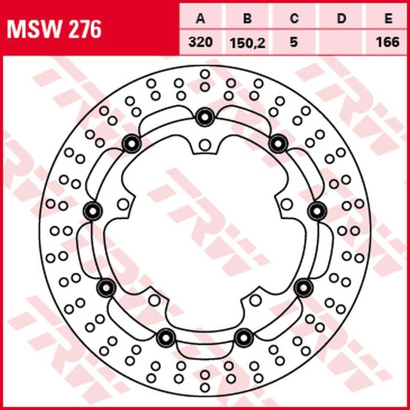 TRW ZF TARCZA HAMULCOWA PRZÓD TRIUMPH SPEED 1050 '15-'16, SPEED TRIPLE 1050 '08-, SPRINT GT 1050 '10-'13, TROPHY 1200 '13-'17 (320X150X5MM) (1)