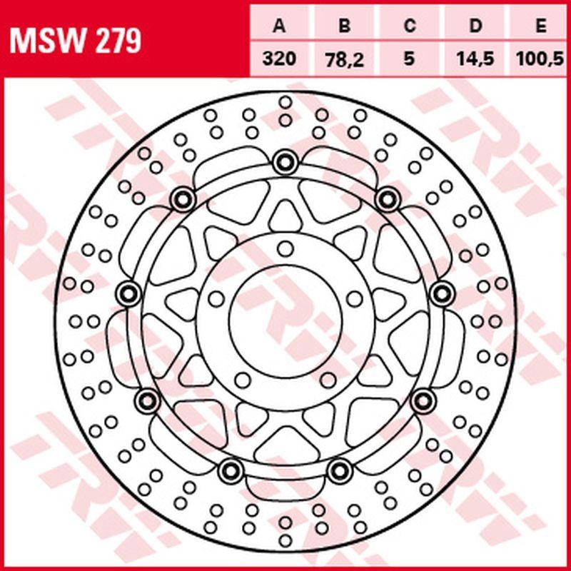 TRW ZF TARCZA HAMULCOWA PRZÓD TRIUMPH DAYTONA/SPEED TRIPLE 955 '02-'06, SPRINT 1050 '05-'10, ROCKET 3 2300 '04-'13, ROCKET X '14-'16 (320X78X5MM) (1)