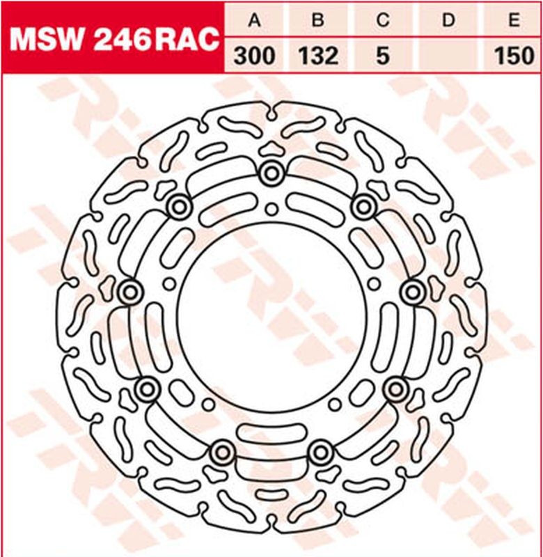 TRW ZF TARCZA HAMULCOWA PRZÓD YAMAHA YZF R25, YZF R3, MT-03 '15-, FZ-6N/S FAZER '04-'10, XJ6 600N/F/S DIVERSION '09-'16, YZF R6 '03, MT-03 660 '06-'14, MT-09 A/SP/TRACER 850 '13-'18, TRACER 900 GT '18-, XSR 900 '16-, (298X132X5MM) (1)