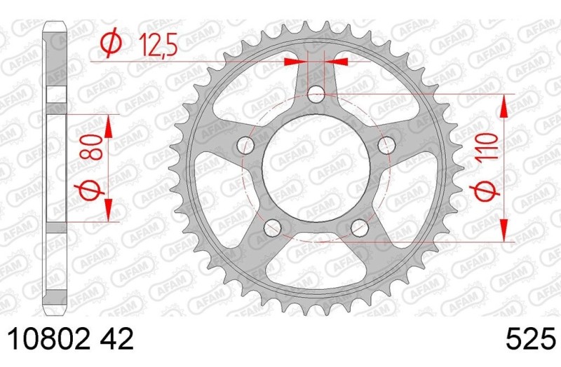 AFAM ZĘBATKA TYLNA 4350 42 HONDA CRF 1000 AFRICA TWIN / DCT / ADVENTURE SPORT '16-18 (JTR1332.42) (ŁAŃC. 525) KOLOR SREBRNY (1)