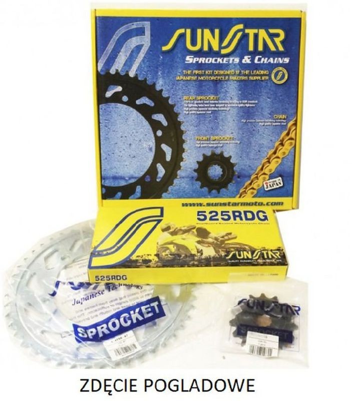 SUNSTAR ZESTAW NAPĘDOWY BMW S1000 RR 1000 '12-'15, S 1000RR ABS '14-'18 PLUS ZŁOTY (17/45/118) (DO 1100CC XW RING) (SUN43217/SUN1-4467-45/SS525RRR1-118G) - ZASTĘPUJE K525RTG102 - MADE IN JAPAN - OFERTA SPECJALNA (1)