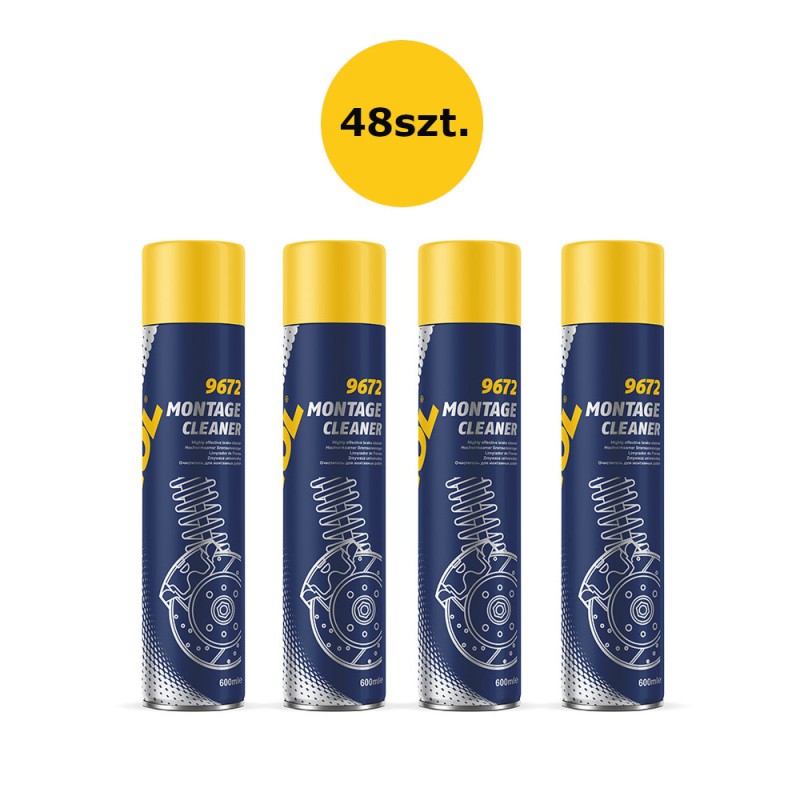 MANNOL MONTAGE CLEANER PREPARAT DO ODTŁUSZCZANIA HAMULCÓW 600ML (9672) - KARTON 48 SZTUK (PAKIET) (BRAKE CLEANER) (1)