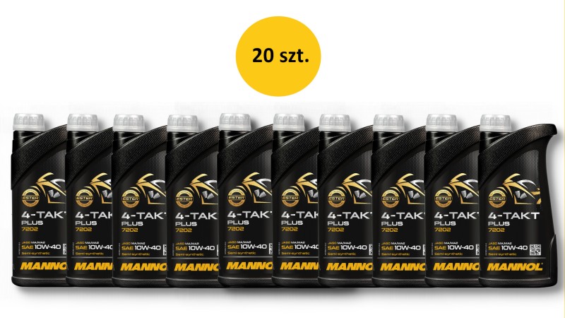 MANNOL OLEJ SILNIKOWY 4T PLUS 10W40 1L (API SL, JASO MA/MA2) SEMISYNTETYK (7202) (20) - KARTON 20 SZTUK (PAKIET) (1)