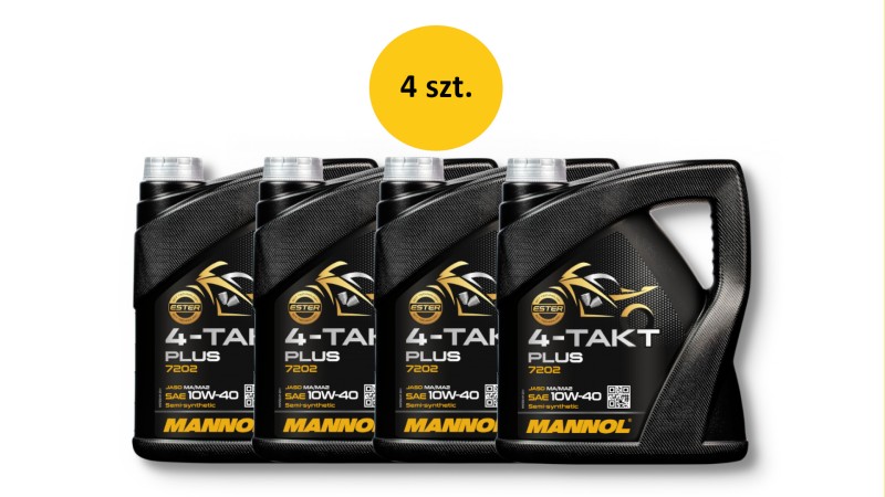 MANNOL OLEJ SILNIKOWY 4T PLUS 10W40 4L (API SL, JASO MA/MA2) SEMISYNTETYK (7202) (20) - KARTON 4 SZTUKI (PAKIET) (1)