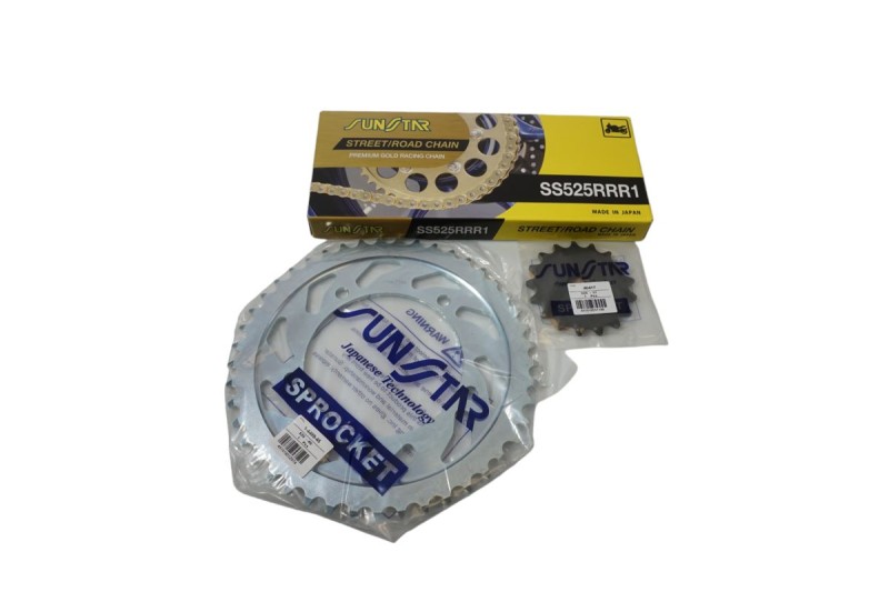 SUNSTAR ZESTAW NAPĘDOWY KAWASAKI ZX-10R 08-10 PLUS ZŁOTY (17/41/110) (DO 1100CC XW RING) (SUN40417/SUN1-4347-41/SS525RRR1-110G) - ZASTĘPUJE K525RTG098 - MADE IN JAPAN - OFERTA SPECJALNA (1)