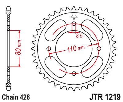 JT ZĘBATKA TYLNA 4597 41 HONDA CBF 125 '21-'23 (459741JT) (ŁAŃC. 428) OEM: 41200-K0N-E00 - ZAMÓWIĆ (1)