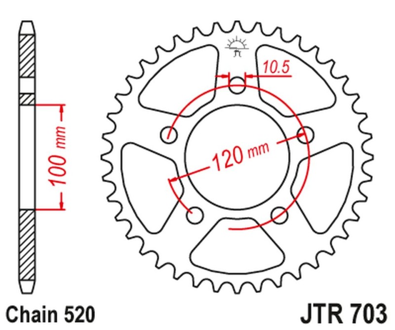 JT ZĘBATKA TYLNA 4396 43 APRILIA RS / TUONO 660 '21-'24, TOUNO FACTORY 660 '22, (439643JT) (ŁAŃC. 520) (OEM: CM306201) (1)