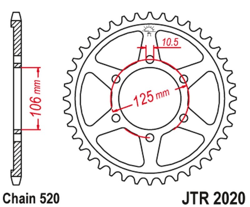 JT ZĘBATKA TYLNA 4530 51 (453051JT) TRIUMPH DAYTONA 660 '24-, TIGER SPORT 660 '24-'24, TRIDENT 660 '21-'24 (ŁAŃC. 520) (1)