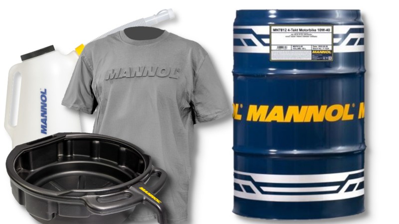 MANNOL OLEJ SILNIKOWY 4T MOTORBIKE HD 20W50 60L V-TWIN MA2 SEMISYNTETYK (7830) - BECZKA 60 L ZESTAW PROMOCYJNY Z NALEWAKIEM, POJEMNIKIEM NA ZUŻYTY OLEJ ORAZ Z KOSZULKĄ (1)