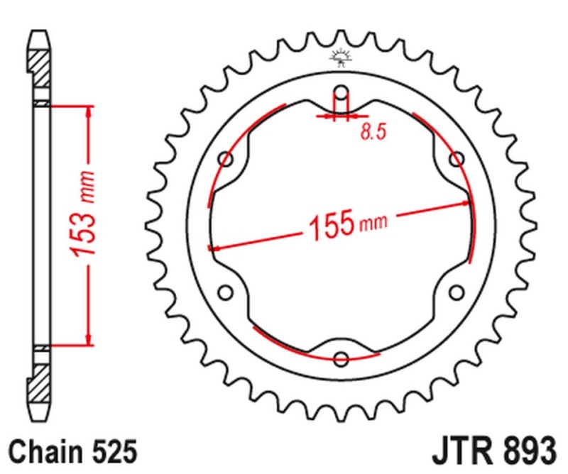 JT ZĘBATKA TYLNA 4642 38 KTM 1290 SUPERDUKE (14-18) (464238JTZBK) (ŁAŃC.525) KOLOR CZARNY - ZASTĘPUJE JTR893.38 (1)