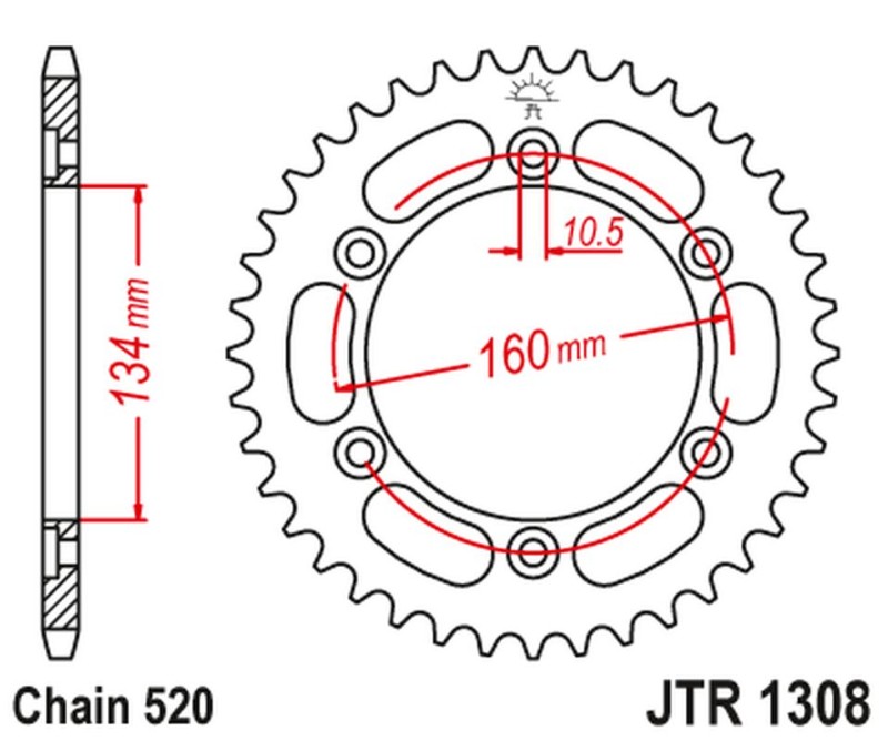 JT ZĘBATKA TYLNA 4400 45 HONDA CBR 600F '01-20', CBR 900 RR '00-03', CBR 1000 RR '04-20', VTR 1000 SP1/SP2 '00-06' (440045JT) (ŁAŃC.520) KONWERSJA (1)