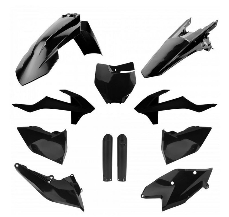 POLISPORT KOMPLET PLASTIKÓW (FULL KIT) KTM EXC/EXC-F TPI '17-'19 W ZESTAWIE OSŁONA LAMPY (8666800002) I OSŁONY AMORTYZATORÓW (8398600003) KOLOR CZARNY (1)