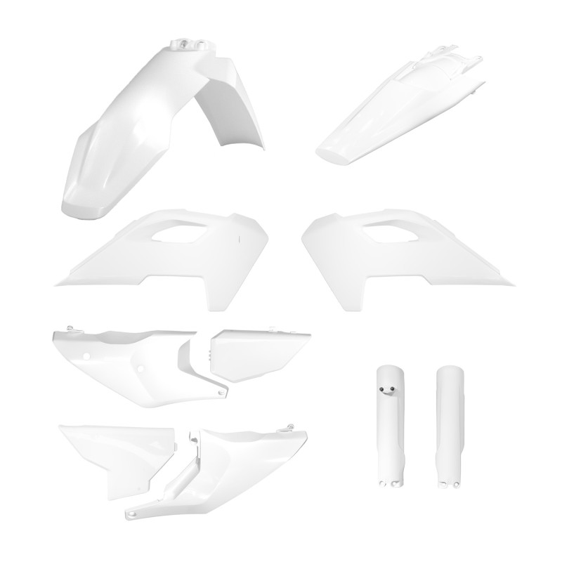 POLISPORT KOMPLET PLASTIKÓW (FULL KIT) HUSQVARNA TE/FE TPI '24-'25 W ZESTAWIE OSŁONY AMORTYZATORÓW KOLOR BIAŁY OEM (1)