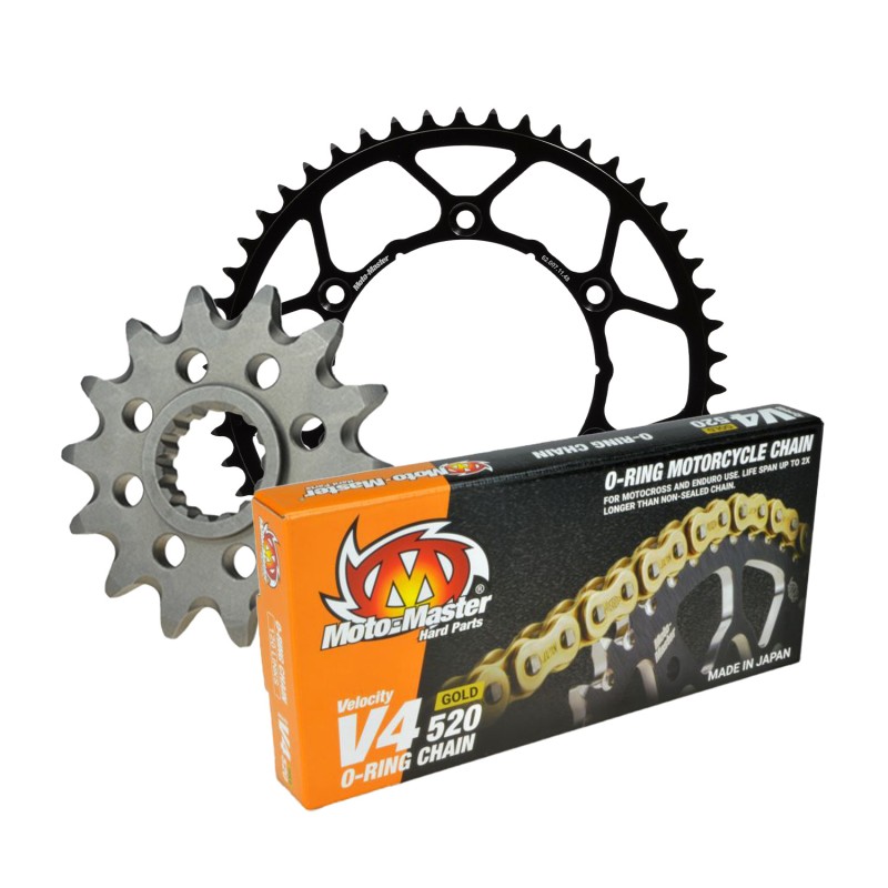 MOTO-MASTER ZESTAW NAPĘDOWY KOMPLETNY KTM/HUSQVARNA/GASGAS 13/50/120 ŁAŃCUCH V4-520G O-RING GOLD - ZŁOTY (MADE IN JAPAN) (M610121113+M620071150+M652002) (1)