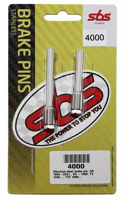 SBS WIESZAKI (TRZPIENIE) KLOCKÓW HAMULCOWYCH PRZÓD / TYŁ YAMAHA YZ250 98-18, YZF 01-18, SUZUKI RM250 99-04, HONDA CR250 95-01 - ZESTAW 2 SZTUKI (1)