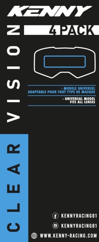 KENNY RACING VISION UNIVERSEL FOLIA UNIWERSALNA OCHRONNA DO GOGLI(50MM X150MM) (PACK 4) (1)