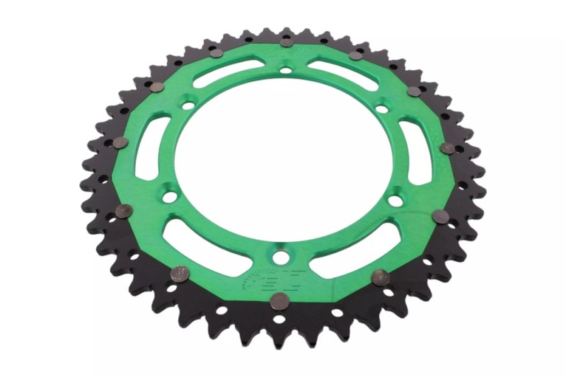 Zębatka tył ZF Dual KAWASAKI KX125 KX250 KX250F KX450F KLX450R KDX200 KDX220 (48948) 489 48 (JTR460.48) (ŁAŃC.520) KOLOR ZIELONY-CZARNY (1)
