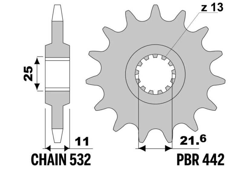 JT ZĘBATKA PRZEDNIA 442 17 YAMAHA FZR 1000 '89-'95, YZF 1000 (44217JT) (ŁAŃC. 532) (1)