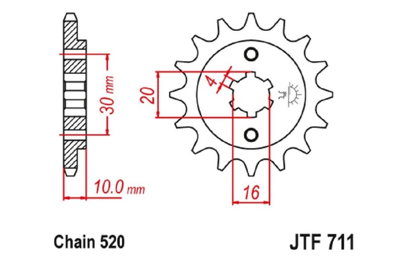 JT ZĘBATKA PRZEDNIA 720 13 CAGIVA 125 W8/FRECCIA/PLANET/MITO/RAPROR '85-10' (72013JT) (ŁAŃC.520) (1)