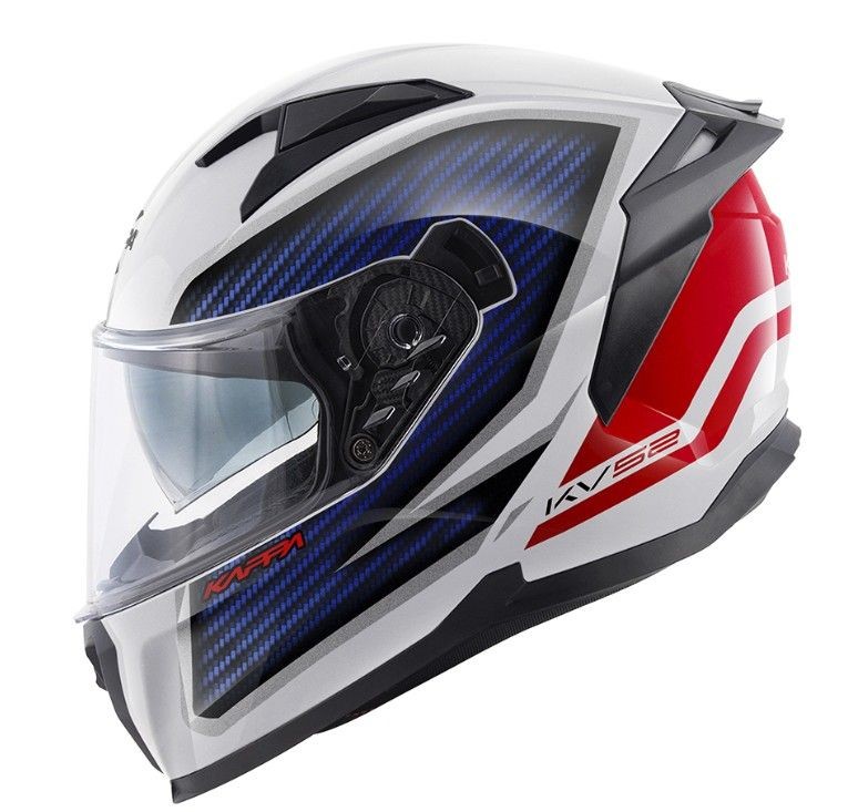 KAPPA KASK KV52 KRONOS INTEGRALNY Z BLENDĄ KOLOR BIAŁY CZERWONY NIEBIESKI CARBON LOOK ROZMIAR 58 / M (HOMOLOGACJA ECE 22R06) (1)