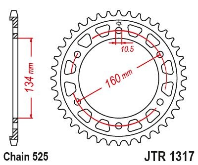 JT ZĘBATKA TYLNA 4405 40 HONDA CBR 1000RR 17-23 (SC77), CBR 1000SP 17-19 (JTR1317.40)* (ŁAŃC. 525) (1)